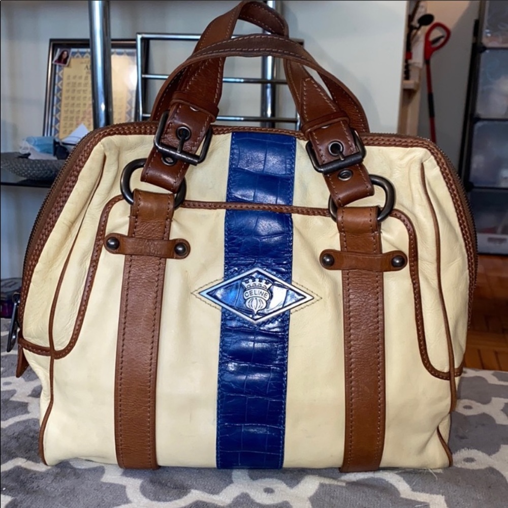 Authentic RareEdition Vintage Celine GM MODEL croc stripe bag limited edition 💋